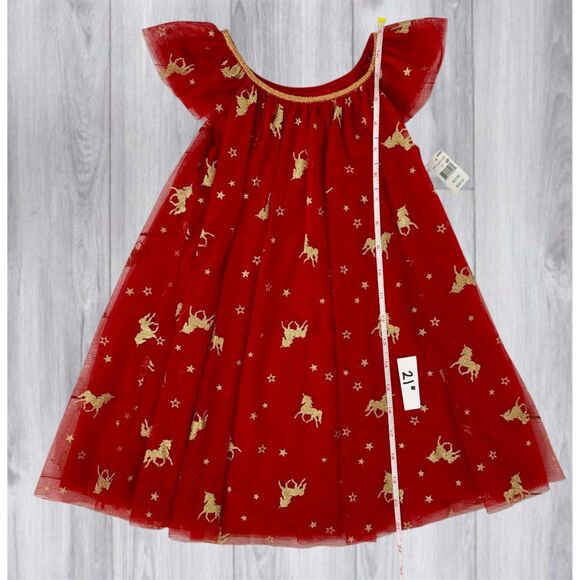 Lilt Girls Red Dress, Gold Unicorns, Birthday Christmas *New - Picture 2 of 4